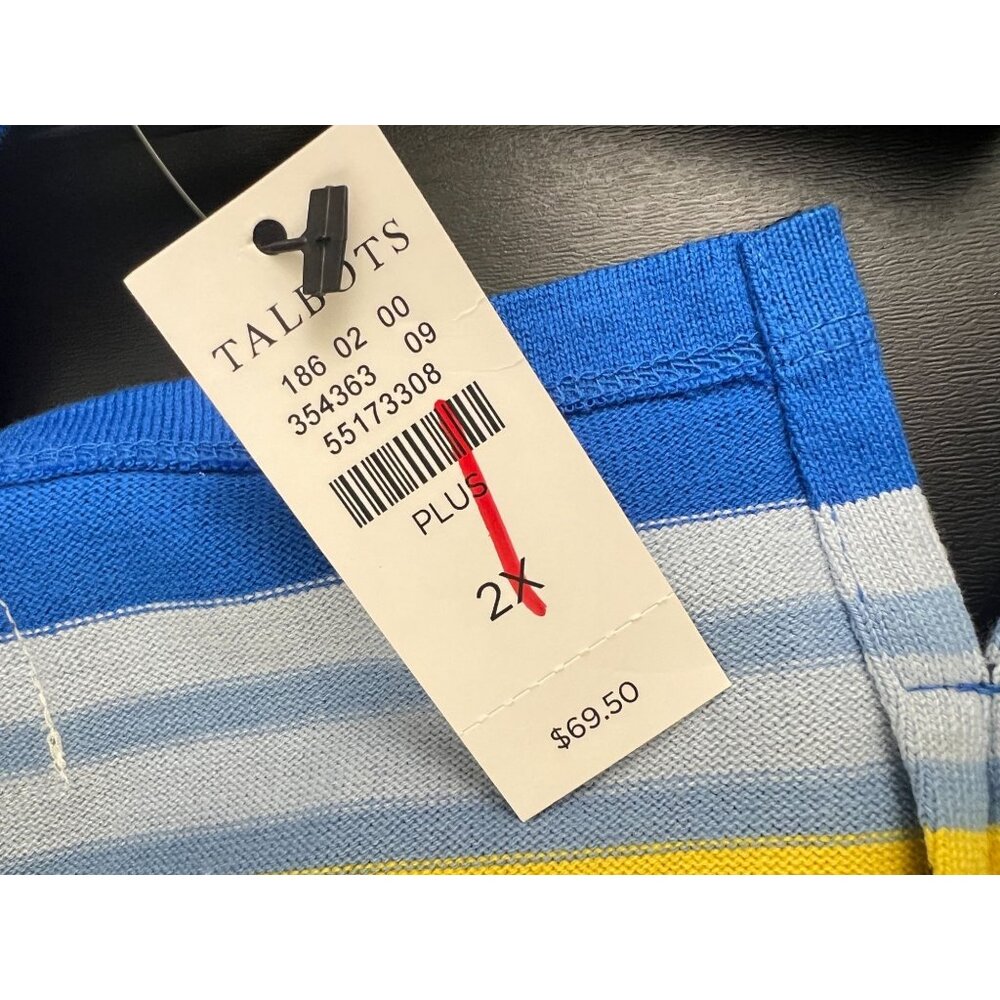 Talbots Womens Multicolor Striped Boatneck Cotton Top Size 2X NWT - Picture 7 of 9